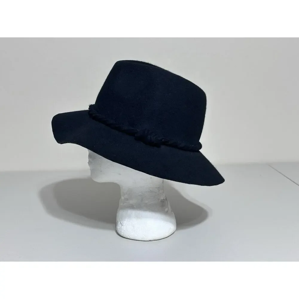 D&Y Black 100% Wool Wide Brim Floppy Hat Womens Boho Western One SZ Fits Most